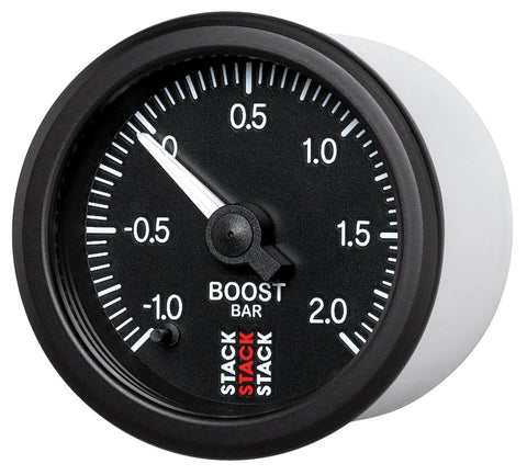 Autometer Stack 52mm -1 to +2 Bar (Incl T-Fitting) Pro Stepper Motor Boost Pressure Gauge - Black - ST3311