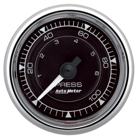 Autometer Chrono 2-1/16in 100PSI Mechanical Pressure Gauge - Chrome - 9721