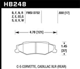 Hawk 97-06 Corvette (incl C5 Z06) HPS Street Rear Brake Pads - HB248F.650