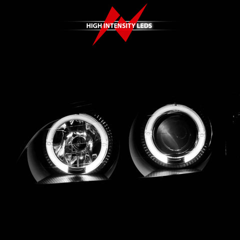 ANZO 2000-2004 Infiniti I30 Projector Headlights w/ Halo Black - 121077