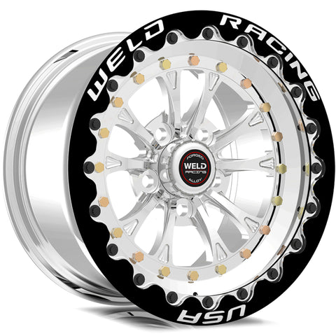 Weld S77 17x10 / 5x4.5in BP / 7.8in. BS / 58mm O/S Polished Center Wheel - Single Beadlock - 77MP7100A78F