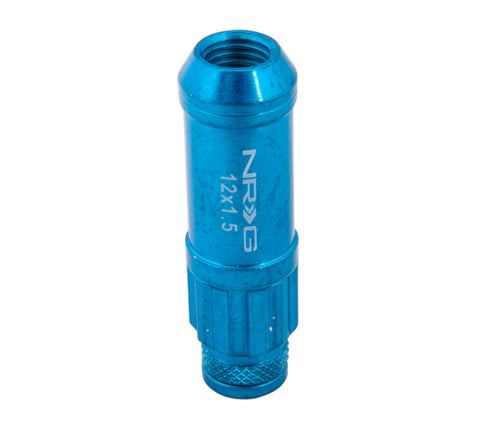 NRG 700 Series M12 X 1.5 Steel Lug Nut w/Dust Cap Cover Set 21 Pc w/Locks & Lock Socket - Blue - LN-LS700BL-21