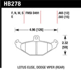 Hawk Lotus Elise 12mm Ht-10 Rear Race Brake Pads - HB278S.465