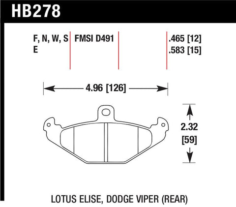 Hawk Lotus Elise 12mm Ht-10 Rear Race Brake Pads - HB278S.465
