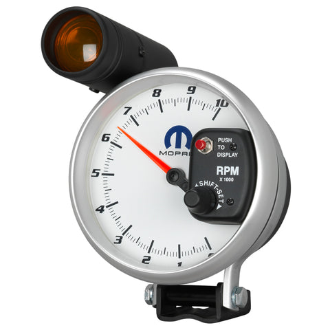 AutoMeter Gauge Tachometer 5in. 10K RPM Pedestal W/ Ext. Shift-Lite White Mopar - 880248