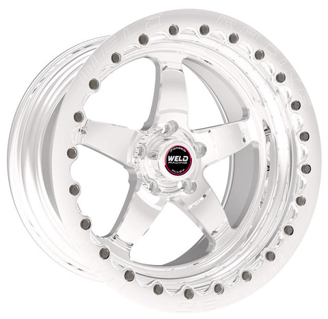 Weld S71 17x11 / 5x4.75 BP / 6.4in. BS Polished Wheel (Low Pad) - Polished Single Beadlock MT - 71LP7110B65G