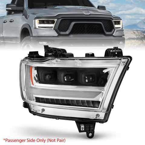 ANZO 19-20 Dodge Ram 1500 Tradesman LED Projector Headlights Plank Style w/Sequential Black (Pass.) - 111495-R