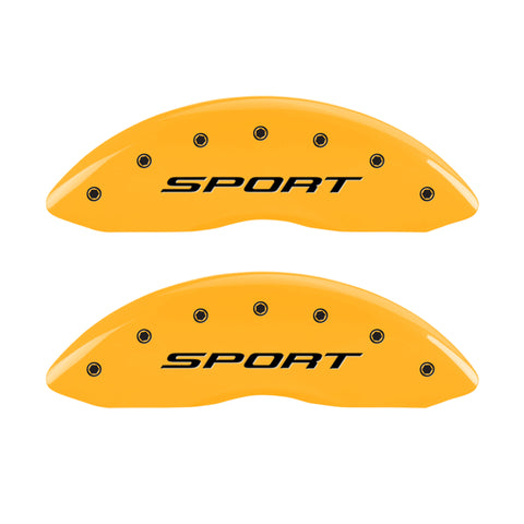 MGP 4 Caliper Covers Engraved front & Rear 2015/Sport Yellow finish black ch - 10241SSPTYL