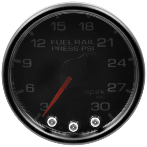 Autometer Spek-Pro Gauge Rail Press 2 1/16in 30Kpsi Stepper Motor W/Peak & Warn Blk/Smoke/Blk - P32152