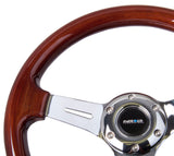 NRG Classic Wood Grain Steering Wheel (330mm) Wood Grain w/Chrome 3-Spoke Center - ST-015-1CH
