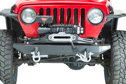 Fishbone Offroad 97-06 Jeep Wrangler TJ Winch Plate Steel - Black Textured Powdercoat Piranha Series - FB21052