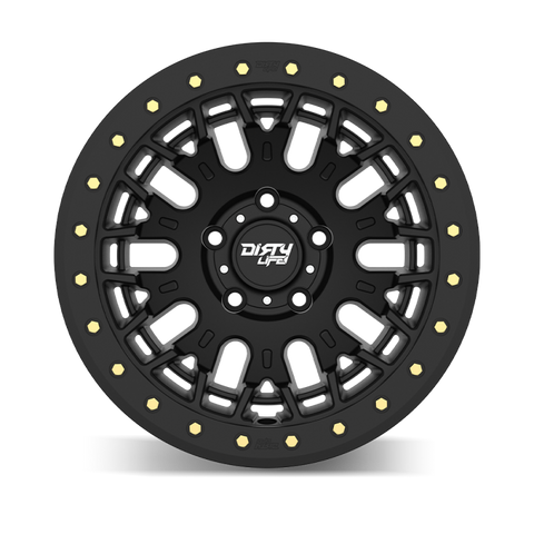 Dirty Life DT-3 17X9 6x139.7 -12 Offset - Satin Black w/ Simulated Beadlock - 9317-7983MB