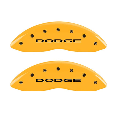 MGP Front set 2 Caliper Covers Engraved Front With out stripes/Dodge Yellow finish black ch - 12002FDD4YL