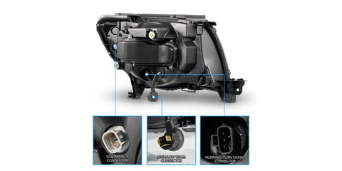 Raxiom 05-11 Toyota Tacoma Axial Series Switchback Proj Headlights- Chrome- Clear Lens - TT23362