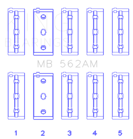 King Fiat / Lancia / Seat 4cyl  (Size STD) Main Bearing Set - MB562AM