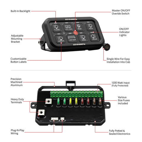 Go Rhino Xplor 8 Channel Switch Controller - Blk - 758CHSCW