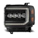 AlphaRex 14-18 GMC Sierra NOVA LED Proj Headlights Plank Style Black w/Activ Light/Seq Signal/DRL - 880617