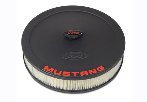 Ford Racing Air Cleaner Kit - Black Crinkle Finish w/ Red Mustang Emblem - 302-362