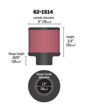 K&N 1.5in Flange ID x 3in OD x 2.5in Height Clamp On Crankcase Vent Filter - 62-1514