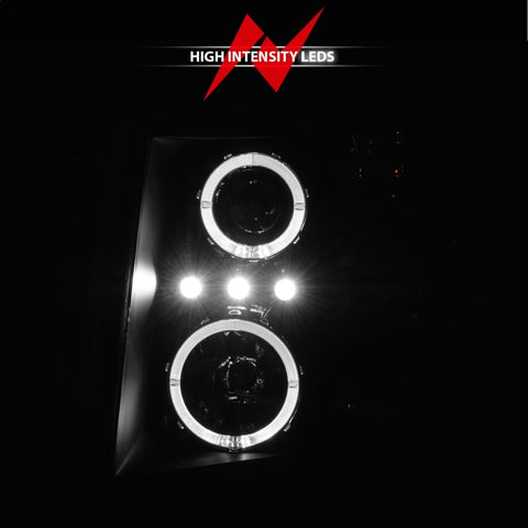 ANZO 2007-2013 Chevrolet Silverado 1500 Projector Headlights w/ Halo Black - 111200