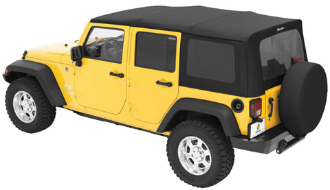 Bestop 07-09 Jeep Wrangler JK 4-Door Rep A-Top (Blk Diamond Sailcloth Tinted Windows No Door Skins) - 79137-35