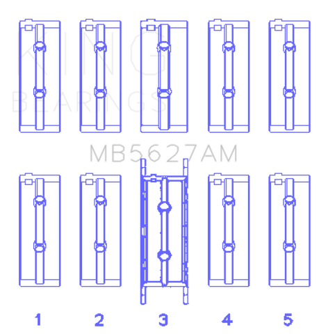 King Engine Bearings Fiat 178E2.000/ 192B2.000/ 955A2.000 Main Bearing Set - MB5627AM