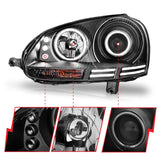 ANZO 2006-2009 Volkswagen Rabbit Projector Headlights w/ Halo Black (CCFL) - 121345