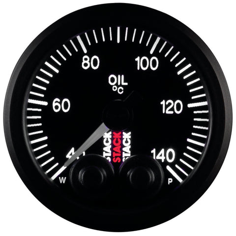 Autometer Stack 52mm 40-140 Deg C 1/8in NPTF Male Pro-Control Oil Temp Gauge - Black - ST3509
