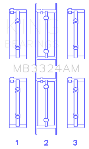 King Engine Bearings Subaru 1800Cc 1980 On (Size +0.25mm) Main Bearing Set - MB3324AM0.25