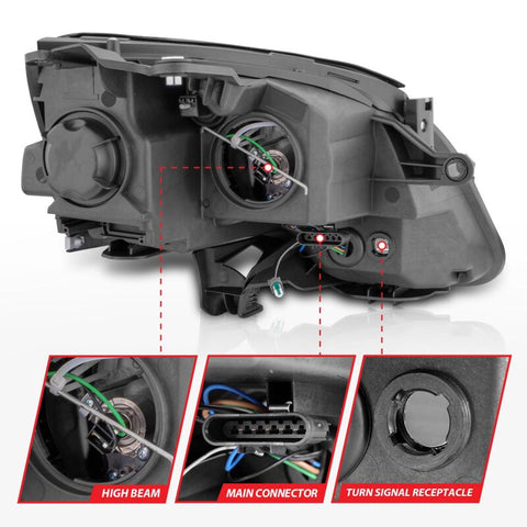 ANZO 2007-2012 GMC Acadia Projector Headlights Black Housing - 111530