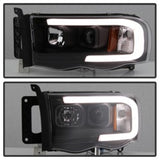 Spyder 02-05 Dodge Ram 1500 Light Bar Projector Headlights - Black (PRO-YD-DR02V2-LB-BK) - 5084606