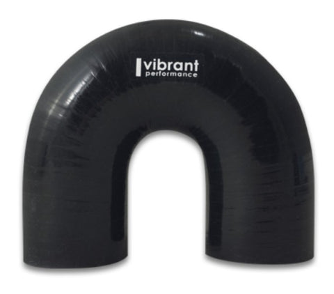 Vibrant 4 Ply Reinforced Silicone Elbow Connector - 1.75in ID x 5.50in Leg 180 Deg Elbow (BLACK) - 19660