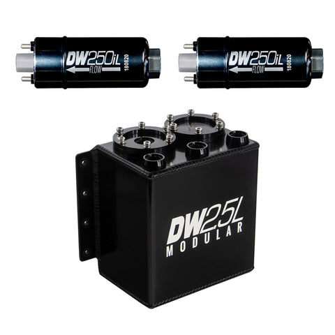 DeatschWerks 2.5L Modular Surge Tank (Incl. 2 DW250iL In-Line Fuel Pump) - 6-252-25ST