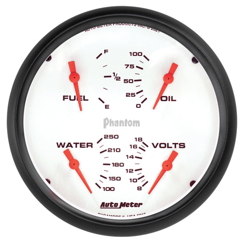 Autometer Phantom Quad 5in. Gauge 0 Ohm (E) - 90 Ohm (F) Electric - 5819