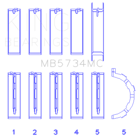 King Engine Bearings Ford 302 CID Coyote (Size 0.25) Main Bearing Set - MB5734MC0.25