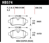 Hawk 07+ Mini Cooper HP+ Street Rear Brake Pads - HB574N.636