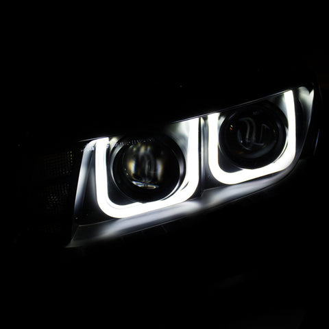 ANZO 2014-2015 Chevrolet Camaro Projector Headlights w/ U-Bar Black - 121508