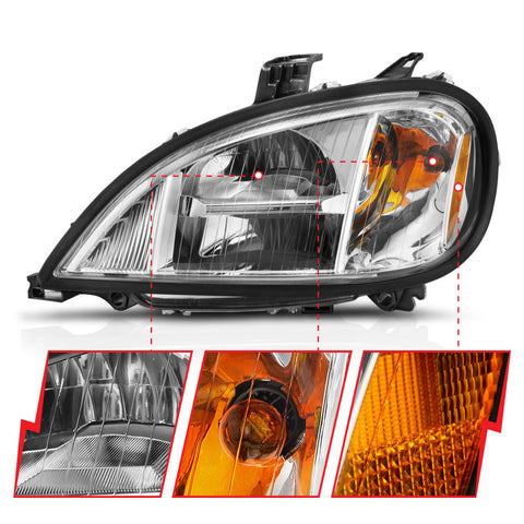 ANZO 1996-2013 Freightliner Columbia LED Crystal Headlights Chrome Housing w/ Clear Lens (Pair) - 131029