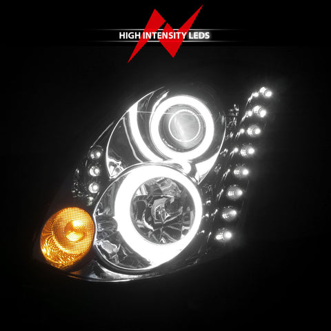 ANZO 2003-2007 Infiniti G35 Projector Headlights w/ Halo Chrome (CCFL) (HID Compatible) - 121364