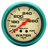AutoMeter Gauge Wtemp 2-5/8in. 140-280 Deg. F Liq Filled Mech 4ft. Glow In Dark Ultra-Nite - 4235