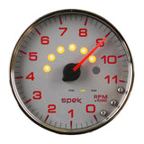 Autometer Spek-Pro Gauge Tachometer 5in 11K Rpm W/Shift Light & Peak Mem Silver/Chrome - P23921
