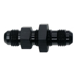 DeatschWerks 6AN Male Flare to 6AN Male Flare Bulkhead Adapter (Incl Nut) - Anodized Matte Black - 6-02-0708-B