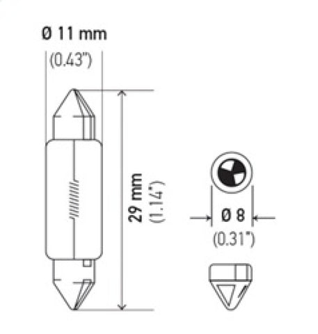Hella Bulb 6428 12V 3W SV7-8 T2.25 8x28mm - 6428