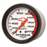 AutoMeter Gauge Nitrous Pressure 2-5/8in. 2000PSI Mechanical Chevy Red Bowtie White - 5828-00406