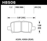 Hawk Honda Odyssey HPS Street Rear Brake Pads - HB506F.610