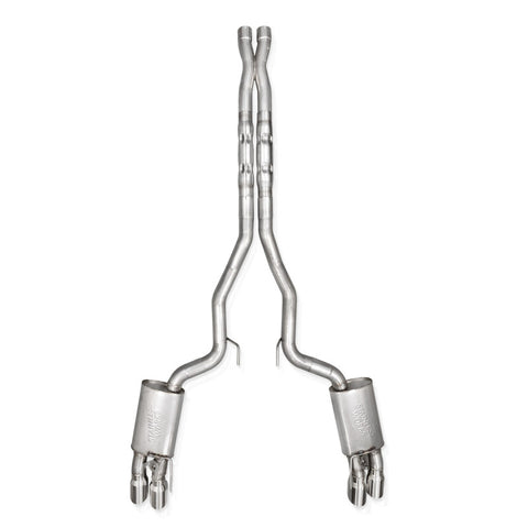 Stainless Works 2024 Mustang GT Catback Quad Tips Legend Sound X-Pipe Factory Connect Exhaust - M24QUADXFCL