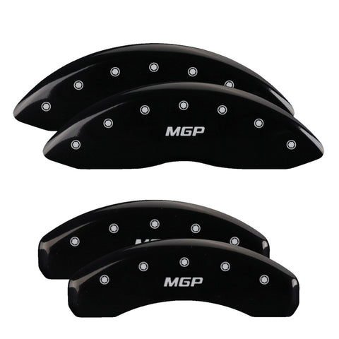 MGP 4 Caliper Covers Engraved Front & Rear Style 1/Chrysler Wing Black finish silver ch - 32023SCW1BK