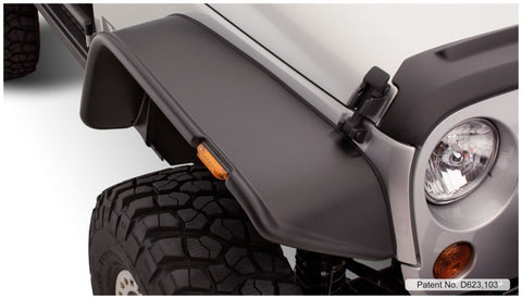 Bushwacker 07-18 Jeep Wrangler Flat Style Flares 4pc Fits 2-Door Sport Utility Only - Black - 10919-07