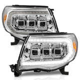 ANZO 05-11 Toyota Tacoma LED Projector Headlights w/Light Bar Swtchbk Seq. Chrome w/Initiation Light - 111582