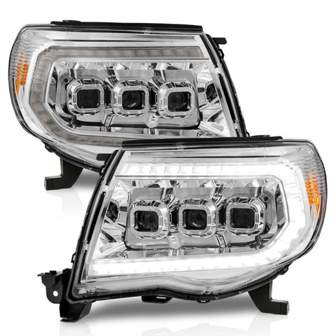 ANZO 05-11 Toyota Tacoma LED Projector Headlights w/Light Bar Swtchbk Seq. Chrome w/Initiation Light - 111582